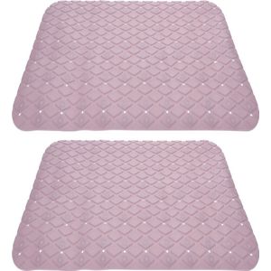 2x stuks anti-slip badmatten licht roze 55 x 55 cm vierkant - Badkuip mat - Grip mat voor in douche of bad