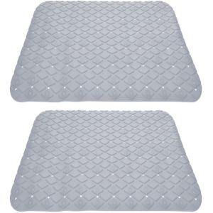 2x stuks anti-slip badmatten licht grijs 55 x 55 cm vierkant - Badkuip mat - Grip mat voor in douche of bad