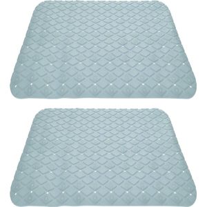2x stuks anti-slip badmatten mintgroen 55 x 55 cm vierkant - Badkuip mat - Grip mat voor in douche of bad