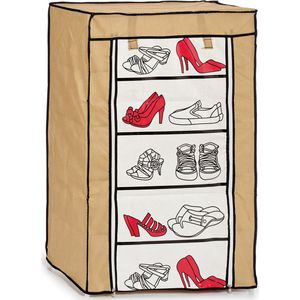 Mobiele opvouwbare kledingkast/garderobekast 60 x 90 cm beige - Camping/zolder