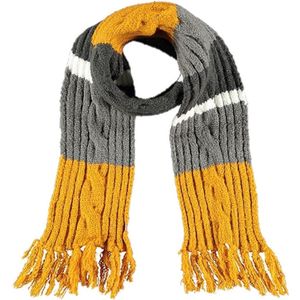 Luxe okergele/grijze gebreide sjaal voor kinderen - Sjaals