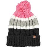 Roze/grijze muts met pompon voor kinderen - Winteraccessoires - Winterkleding/buitenkleding accessoires voor kinderen