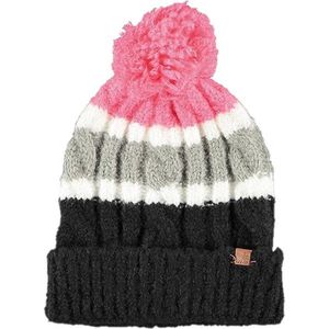 Roze/grijze muts met pompon voor kinderen - Winteraccessoires - Winterkleding/buitenkleding accessoires voor kinderen