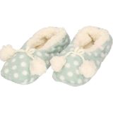 Meisjes ballerina sloffen/pantoffels mint groen met witte stippen maat 28-30