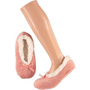 Apollo - Dames Ballerina winter sloffen/pantoffels - roze - maat 40-42