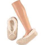 Apollo - Dames Ballerina winter sloffen/pantoffels - beige - maat 40-42 - laag model