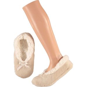Apollo - Dames Ballerina Sloffen - Beige - Polyester - Laag Model