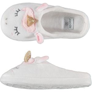 Meisjes instap slippers/pantoffels eenhoorn wit maat 31-32