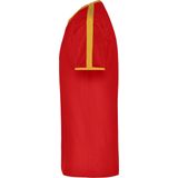 Basic ringer t-shirt - rood met geel - heren - katoen - 160 grams - basic shirts kleding