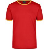 Basic ringer t-shirt - rood met geel - heren - katoen - 160 grams - basic shirts kleding