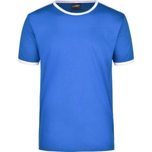 Basic ringer t-shirt - blauw met wit - heren - katoen - 160 grams - basic shirts kleding