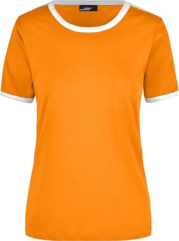 James & Nicholson - Ringer T-shirt - Oranje - Katoen