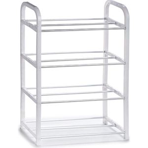 Arte r Schoenenrek - 4-laags - metaal - wit - 40 x 19 x 56 cm -40 x 19 x 56 cm - Schoenen opbergen
