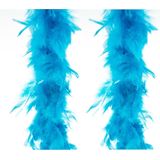Carnaval verkleed veren Boa kleur turquoise 2 meter - Verkleedkleding accessoire