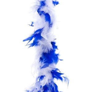 Carnaval Verkleed Veren Boa Kleur Blauw/Wit Mix 2 Meter - Verkleedkleding Accessoire