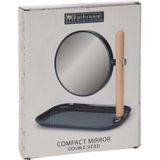 Excellent Houseware - Make-up Spiegel - Rond - Dubbelzijdig - Navy Blauw - Hout