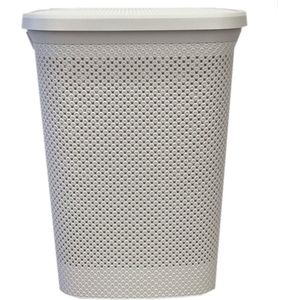 Gebroken witte kunststof wasmand 60 liter 37 x 46 x 60 cm - Wasmanden/wasgoedmanden - Huishoudelijke producten