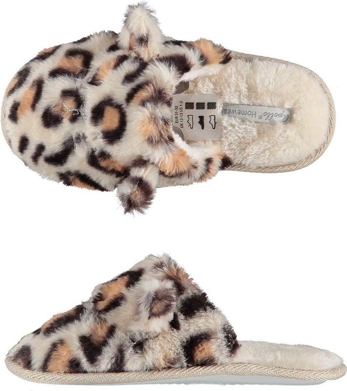 Meisjes instap slippers pantoffels luipaard print