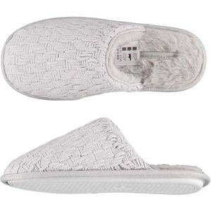 Dames instap slippers/pantoffels gebreid grijs maat 37-38