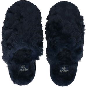 Dames instap slippers/pantoffels donker blauw maat 39-40 - Sloffen - volwassenen