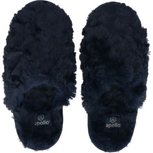 Dames instap slippers/pantoffels donker blauw maat 39-40