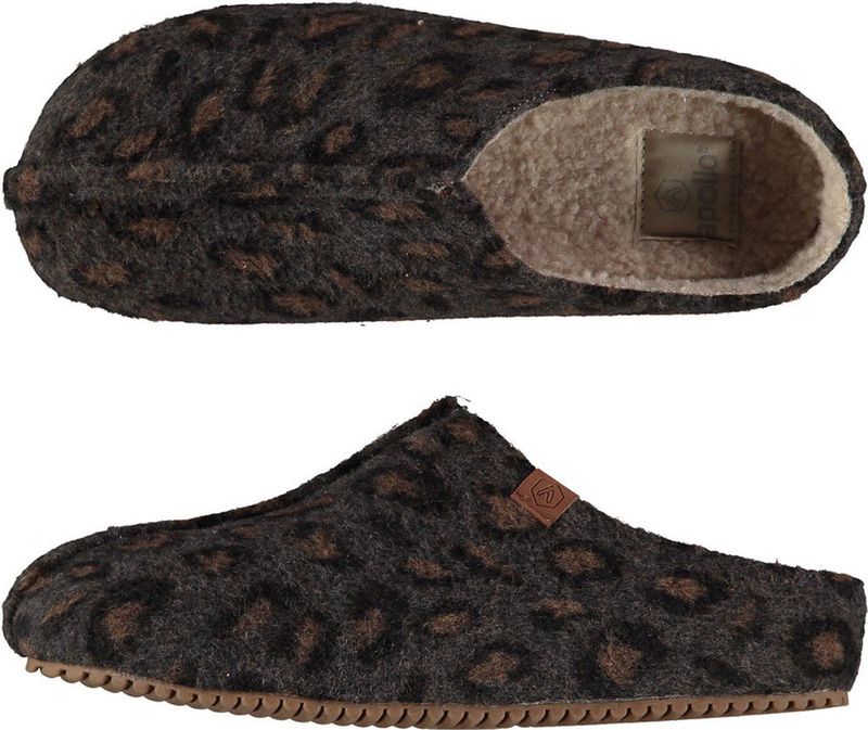 Apollo - Dames Instap Slippers - Luipaard Print - Beige - Polyester
