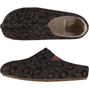 Dames instap slippers pantoffels luipaard print beige