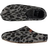 Dames instap slippers pantoffels luipaard print grijs