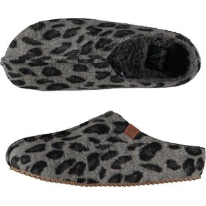 Dames instap slippers/pantoffels luipaard print grijs maat 41-42