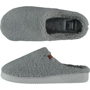 Heren instap slippers/pantoffels teddy wol grijs maat 43-44 - Sloffen - volwassenen