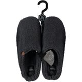 Heren instap slippers/pantoffels teddy wol antraciet maat 43-44