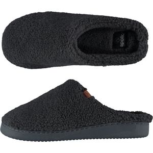 Heren instap slippers/pantoffels teddy wol antraciet maat 43-44 - Sloffen - volwassenen