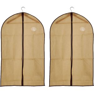 5x stuks beige kledinghoezen 60 x 100 cm met kijkvenster - Kledingkastbenodigdheden - Kleding opbergen - Colberts/jasjes/pakken opbergen - Kledinghoezen groot