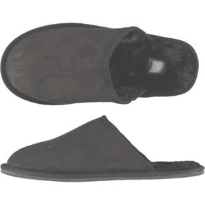 Heren instap slippers/pantoffels met nepbont antraciet maat 43-44 - Sloffen - volwassenen