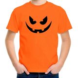 Bellatio - Pompoen Gezicht - T-shirt - Oranje - Katoen
