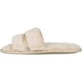 Dames huisslippers instapsloffen pantoffels met bont - beige