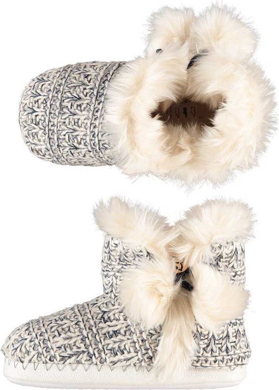 Apollo - Hoge Gebreide Sloffen - Zwart/Wit - Polyester