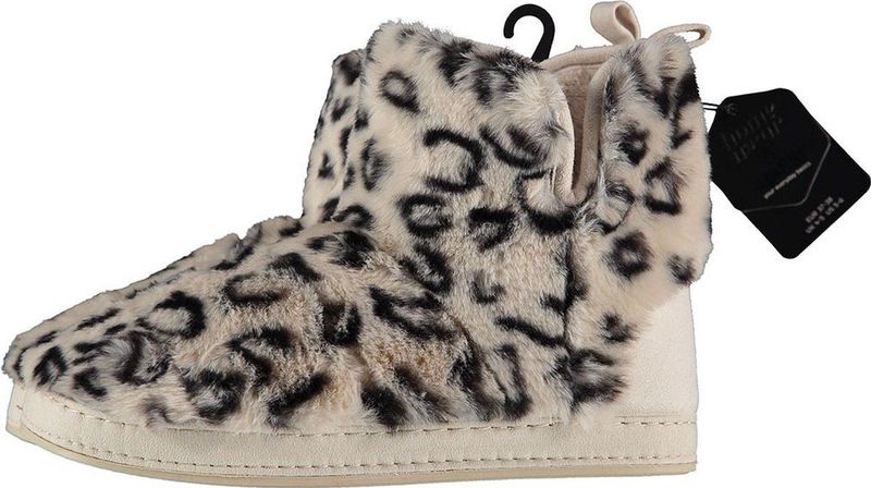 Apollo - Hoge Pantoffels - Beige - Polyester - Luipaard Print