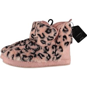 Dames hoge pantoffels/sloffen luipaard print roze maat 37-38 - Sloffen - volwassenen