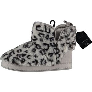 Apollo - Hoge Pantoffels - Grijs - Polyester - Luipaard Print