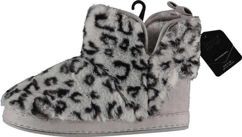 Apollo - Hoge Pantoffels - Grijs - Polyester - Luipaard Print