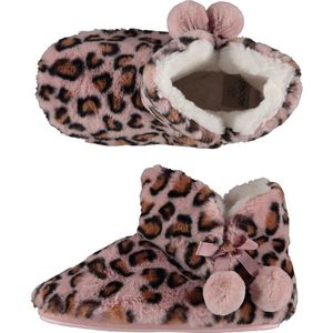 Dames hoge pantoffels/sloffen luipaard print oud roze maat 39-40 - Sloffen - volwassenen