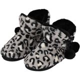 Apollo - Hoge Sloffen - Luipaard Print - Licht Grijs - Polyester