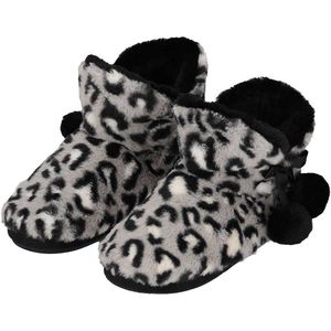 Apollo - Hoge Sloffen - Luipaard Print - Licht Grijs - Polyester