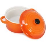 Mini stoofpannetje/ovenschaaltje met deksel oranje 9 cm - Tapaspannetje - Serveerpannetje