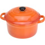 Mini stoofpannetje/ovenschaaltje met deksel oranje 9 cm - Tapaspannetje - Serveerpannetje