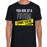 Future crime scene halloween verkleed t-shirt zwart voor heren