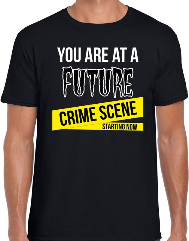 Future crime scene halloween verkleed t-shirt zwart voor heren