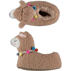 Kinder dieren pantoffels/sloffen alpaca taupe maat 29-30