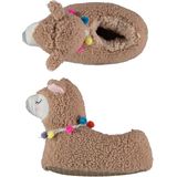Kinder dieren pantoffels/sloffen alpaca taupe maat 31-32